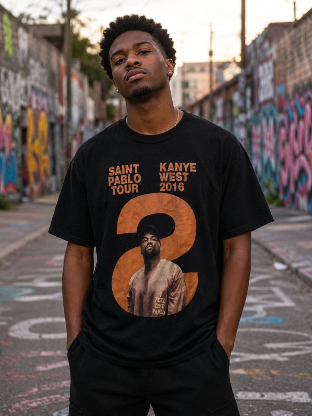 Kanye West Saint Pablo Tour 2016 T Shirt Mens L Black Concert Yeezy Pablo PFD
